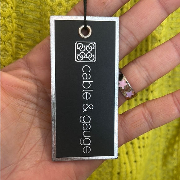 NWT! Mustard Multi Knit Embroidered neckline and Bottom Women's Top. - Picture 3 of 7